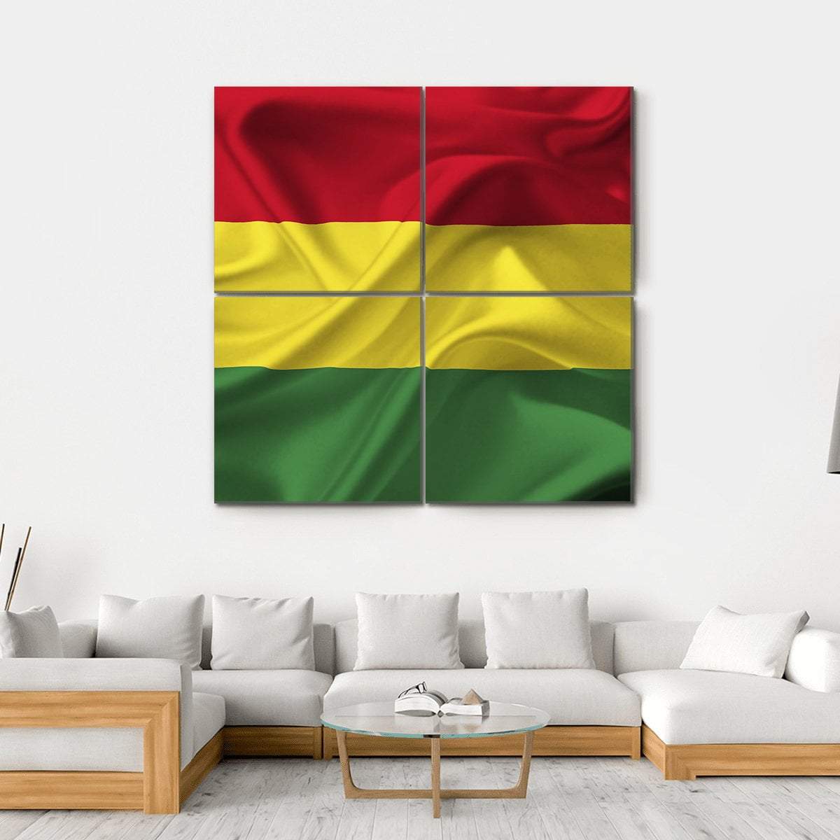 Bolivia Waving Flag Canvas Wall Art-4 Square-Gallery Wrap-17" x 17"-Tiaracle