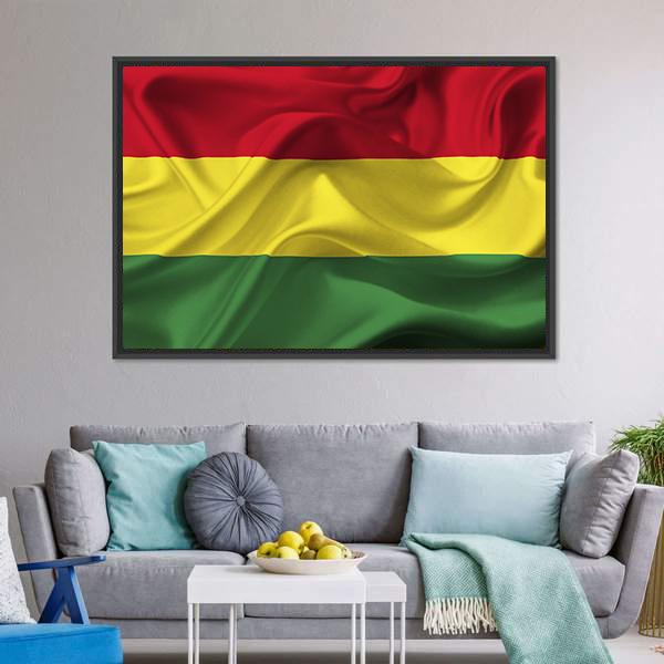 Bolivia Waving Flag Canvas Wall Art-1 Piece-Floating Frame-24" x 16"-Tiaracle