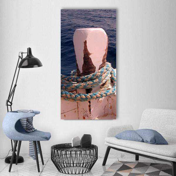 Bollard Ship Dew With Rope Vertical Canvas Wall Art-1 Vertical-Gallery Wrap-12" x 24"-Tiaracle