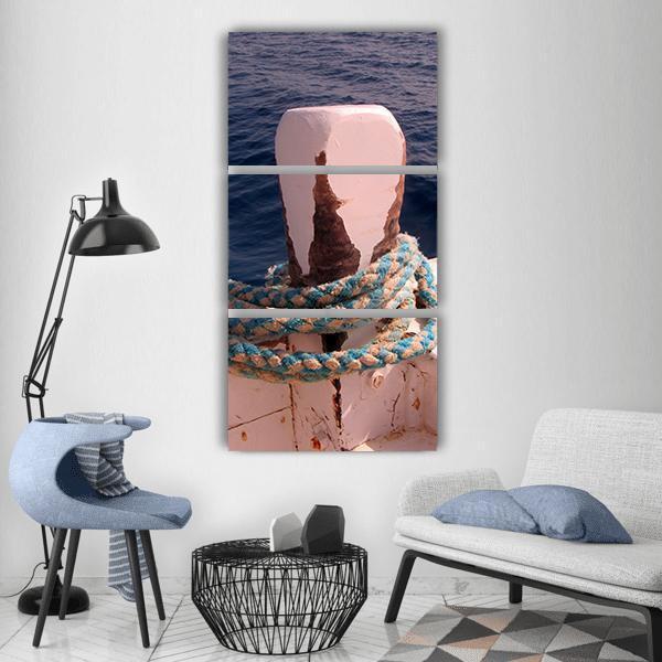 Bollard Ship Dew With Rope Vertical Canvas Wall Art-3 Vertical-Gallery Wrap-12" x 25"-Tiaracle