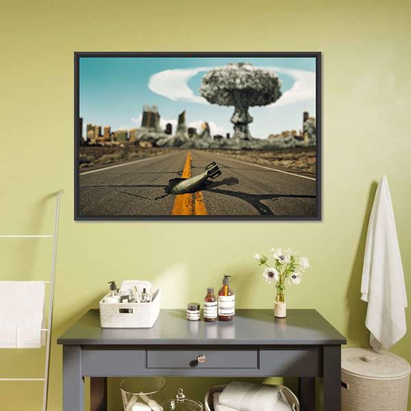 Bomb On The Road Canvas Wall Art-1 Piece-Floating Frame-36" x 24"-Tiaracle