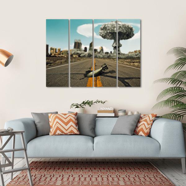 Bomb On The Road Canvas Wall Art-4 Horizontal-Gallery Wrap-34" x 24"-Tiaracle