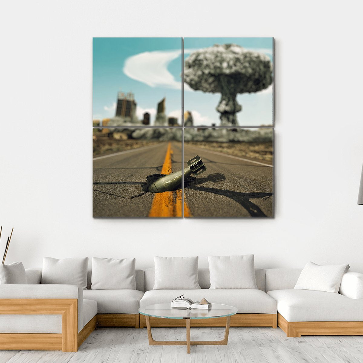 Bomb On The Road Canvas Wall Art-4 Square-Gallery Wrap-17" x 17"-Tiaracle