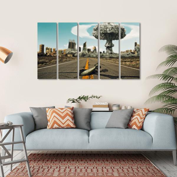 Bomb On The Road Canvas Wall Art-5 Horizontal-Gallery Wrap-22" x 12"-Tiaracle