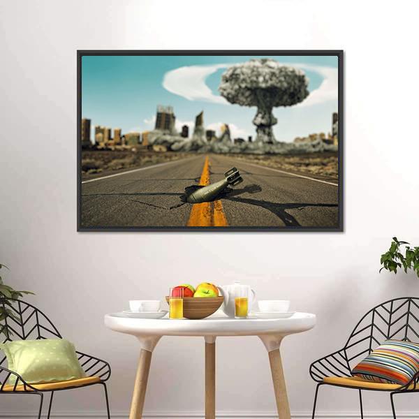 Bomb On The Road Canvas Wall Art-3 Horizontal-Gallery Wrap-25" x 16"-Tiaracle