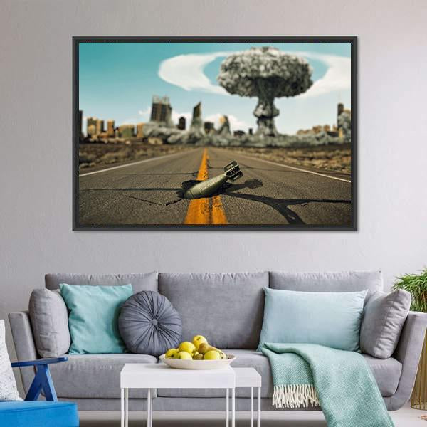 Bomb On The Road Canvas Wall Art-1 Piece-Floating Frame-24" x 16"-Tiaracle