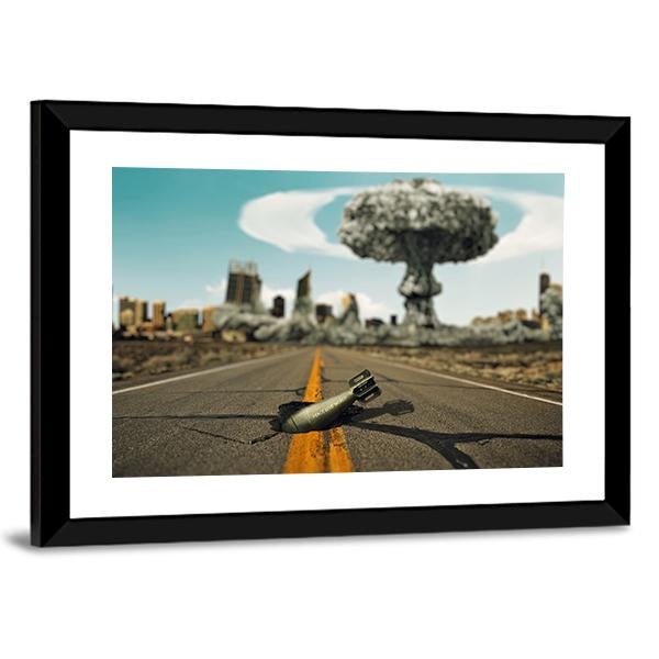 Bomb On The Road Canvas Wall Art-3 Horizontal-Gallery Wrap-25" x 16"-Tiaracle