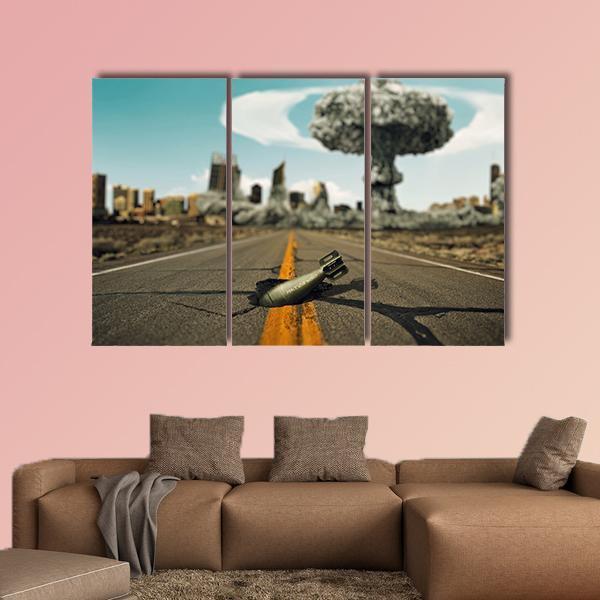 Bomb On The Road Canvas Wall Art-3 Horizontal-Gallery Wrap-37" x 24"-Tiaracle