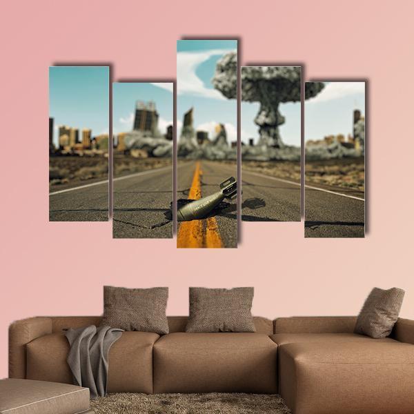Bomb On The Road Canvas Wall Art-5 Pop-Gallery Wrap-47" x 32"-Tiaracle