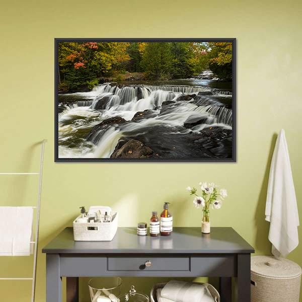 Bond Upper Falls Canvas Wall Art-3 Horizontal-Gallery Wrap-25" x 16"-Tiaracle