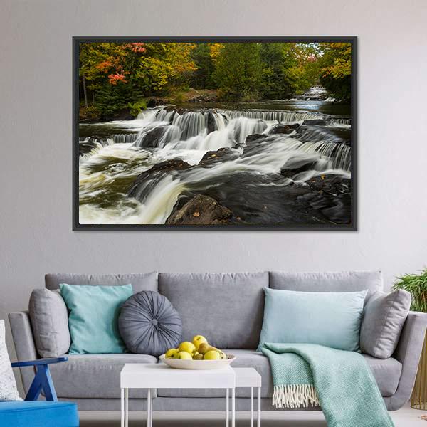 Bond Upper Falls Canvas Wall Art-1 Piece-Floating Frame-24" x 16"-Tiaracle