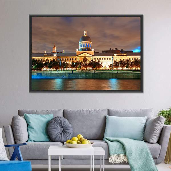 Bonsecours Market Canada Canvas Wall Art-1 Piece-Floating Frame-24" x 16"-Tiaracle