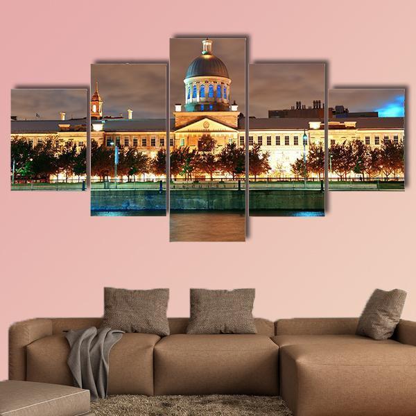 Bonsecours Market Canada Canvas Wall Art-5 Star-Gallery Wrap-62" x 32"-Tiaracle