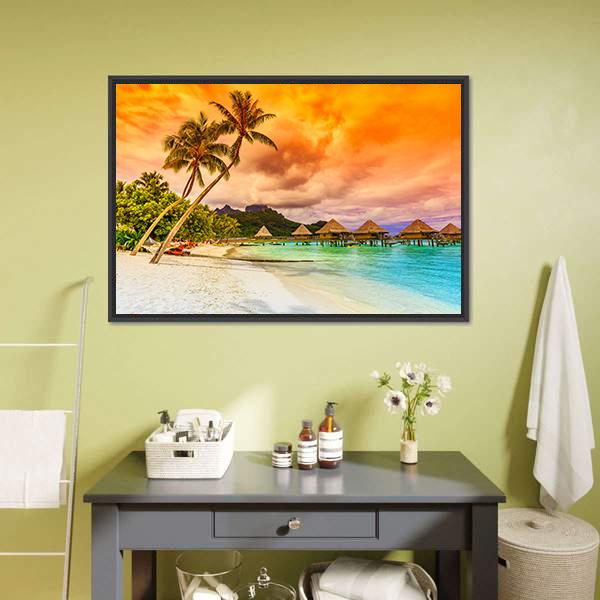 Bora Bora Island French Canvas Wall Art-3 Horizontal-Gallery Wrap-25" x 16"-Tiaracle