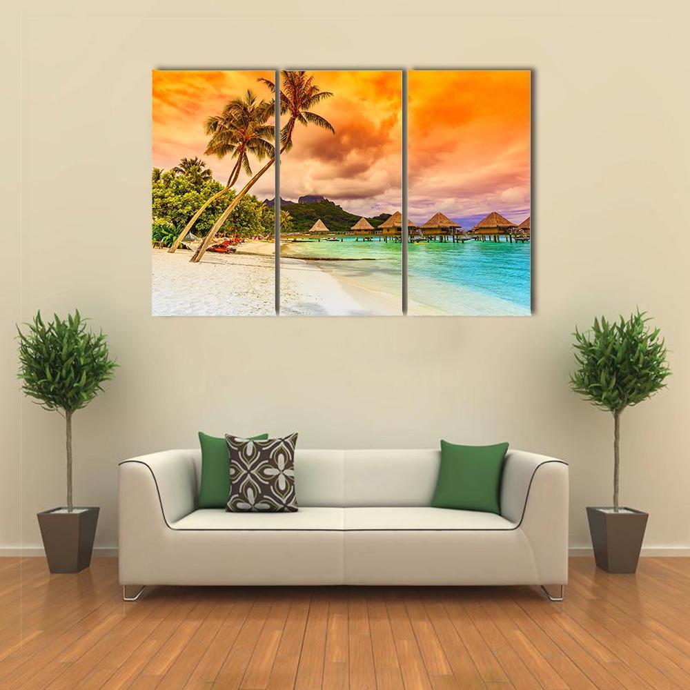 Bora Bora Island French Canvas Wall Art-5 Star-Gallery Wrap-62" x 32"-Tiaracle