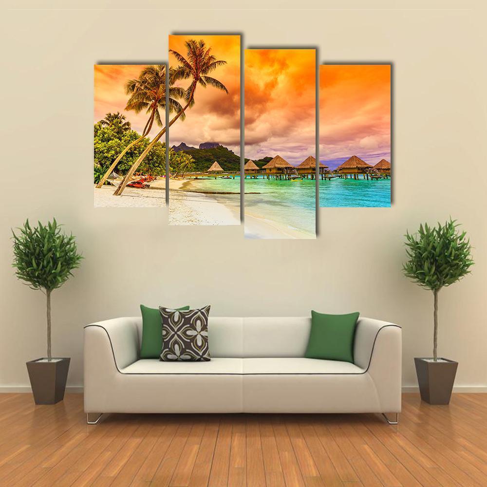 Bora Bora Island French Canvas Wall Art-4 Pop-Gallery Wrap-50" x 32"-Tiaracle