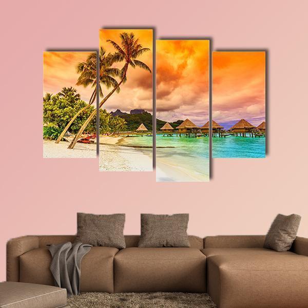 Bora Bora Island French Canvas Wall Art-4 Pop-Gallery Wrap-50&quot; x 32&quot;-Tiaracle