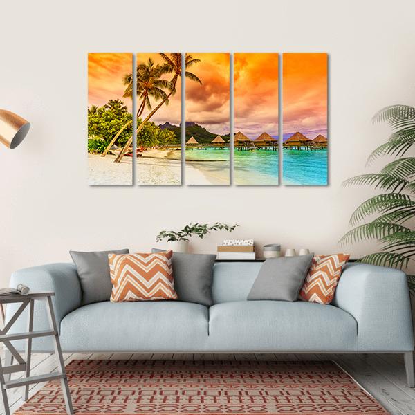 Bora Bora Island French Canvas Wall Art-5 Horizontal-Gallery Wrap-22" x 12"-Tiaracle