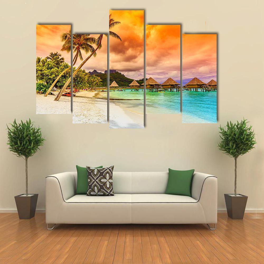 Bora Bora Island French Canvas Wall Art-5 Pop-Gallery Wrap-47" x 32"-Tiaracle