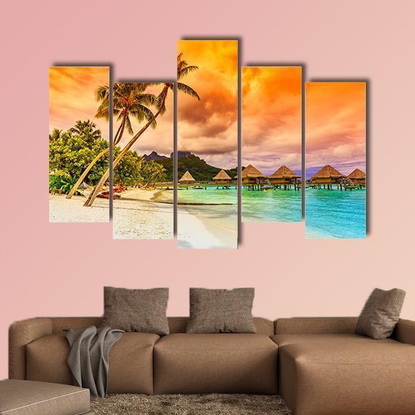 Bora Bora Island French Canvas Wall Art-5 Pop-Gallery Wrap-47&quot; x 32&quot;-Tiaracle