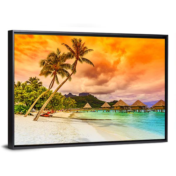 Bora Bora Island French Canvas Wall Art-3 Horizontal-Gallery Wrap-25&quot; x 16&quot;-Tiaracle