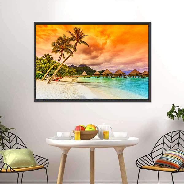 Bora Bora Island French Canvas Wall Art-3 Horizontal-Gallery Wrap-25&quot; x 16&quot;-Tiaracle