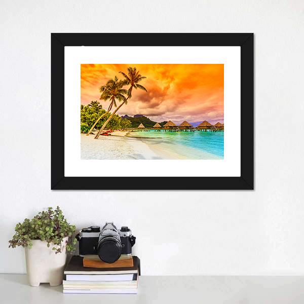 Bora Bora Island French Canvas Wall Art-1 Piece-Framed Print-20" x 16"-Tiaracle
