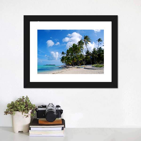 Bora Bora Island Canvas Wall Art-1 Piece-Framed Print-20" x 16"-Tiaracle