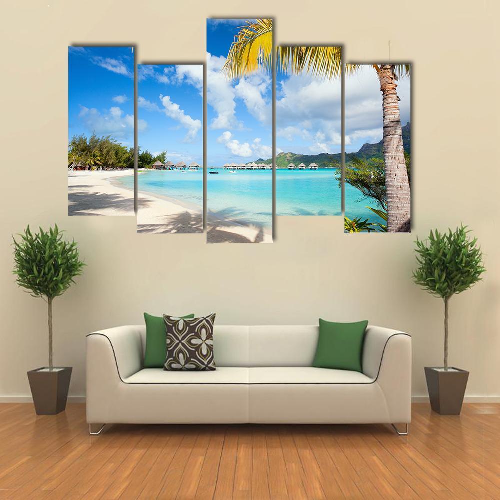 Bora Bora Island Polynesia Canvas Wall Art-5 Pop-Gallery Wrap-47" x 32"-Tiaracle