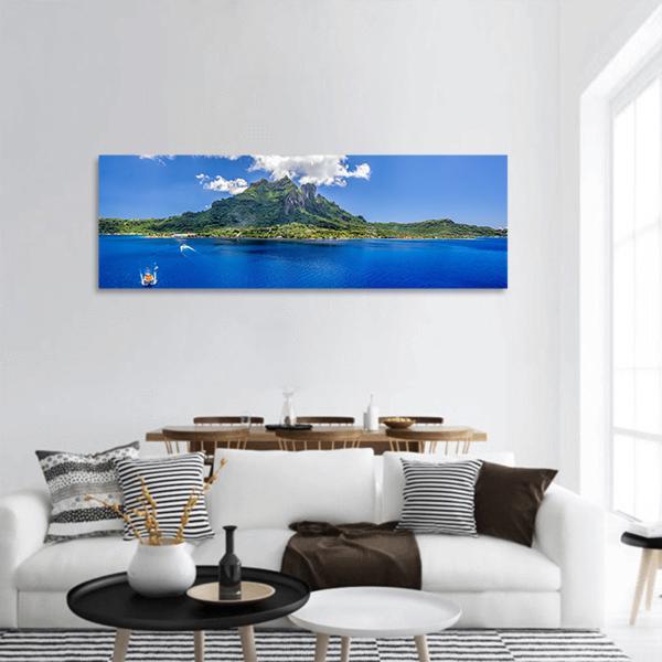 Bora Bora Mountain Panoramic Canvas Wall Art-3 Piece-25" x 08"-Tiaracle