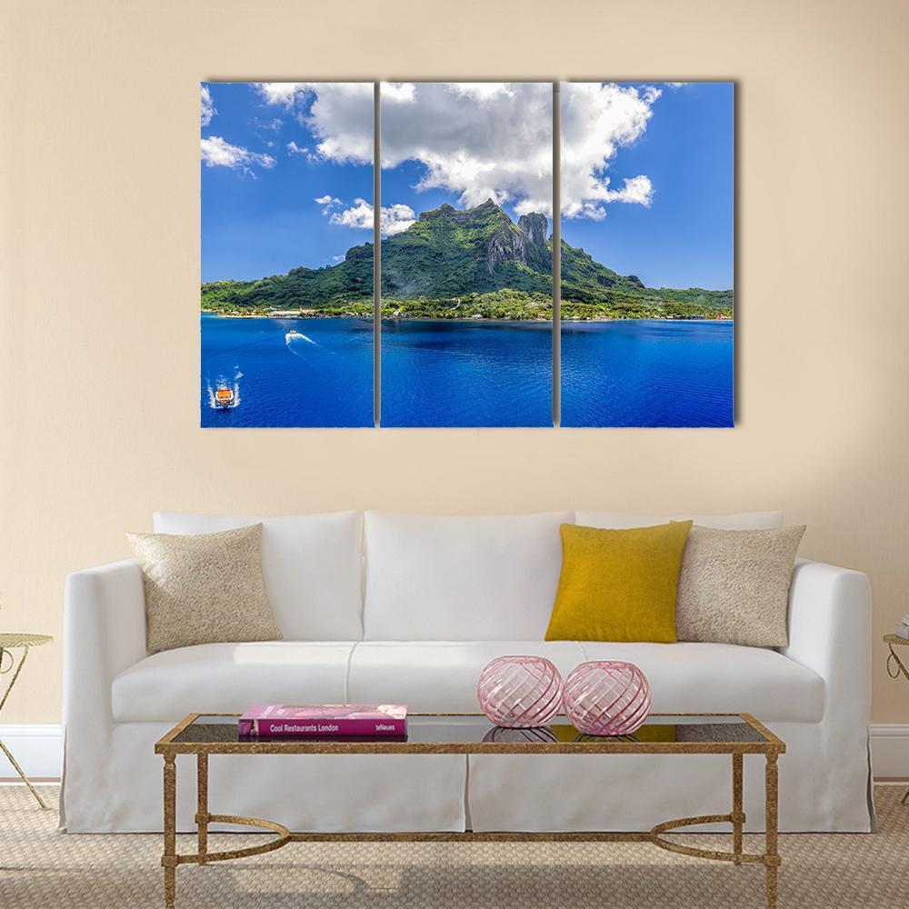 Bora Bora Mountain Canvas Wall Art-3 Horizontal-Gallery Wrap-37" x 24"-Tiaracle