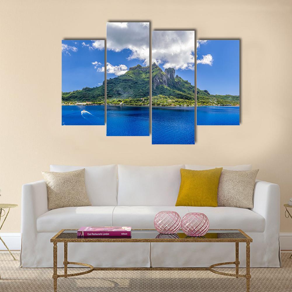 Bora Bora Mountain Canvas Wall Art-4 Pop-Gallery Wrap-50" x 32"-Tiaracle
