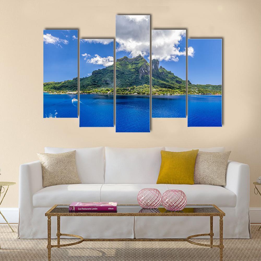 Bora Bora Mountain Canvas Wall Art-5 Pop-Gallery Wrap-47" x 32"-Tiaracle