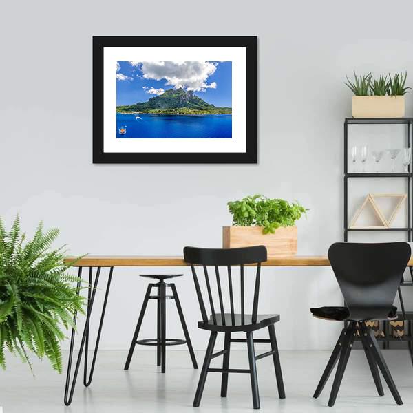 Bora Bora Mountain Panoramic Canvas Wall Art-1 Piece-36" x 12"-Tiaracle