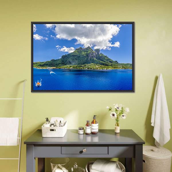 Bora Bora Mountain Panoramic Canvas Wall Art-1 Piece-36" x 12"-Tiaracle