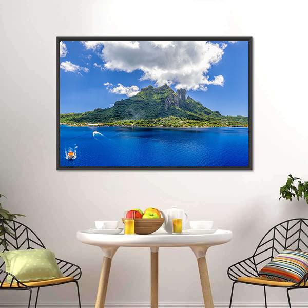 Bora Bora Mountain Panoramic Canvas Wall Art-1 Piece-36" x 12"-Tiaracle