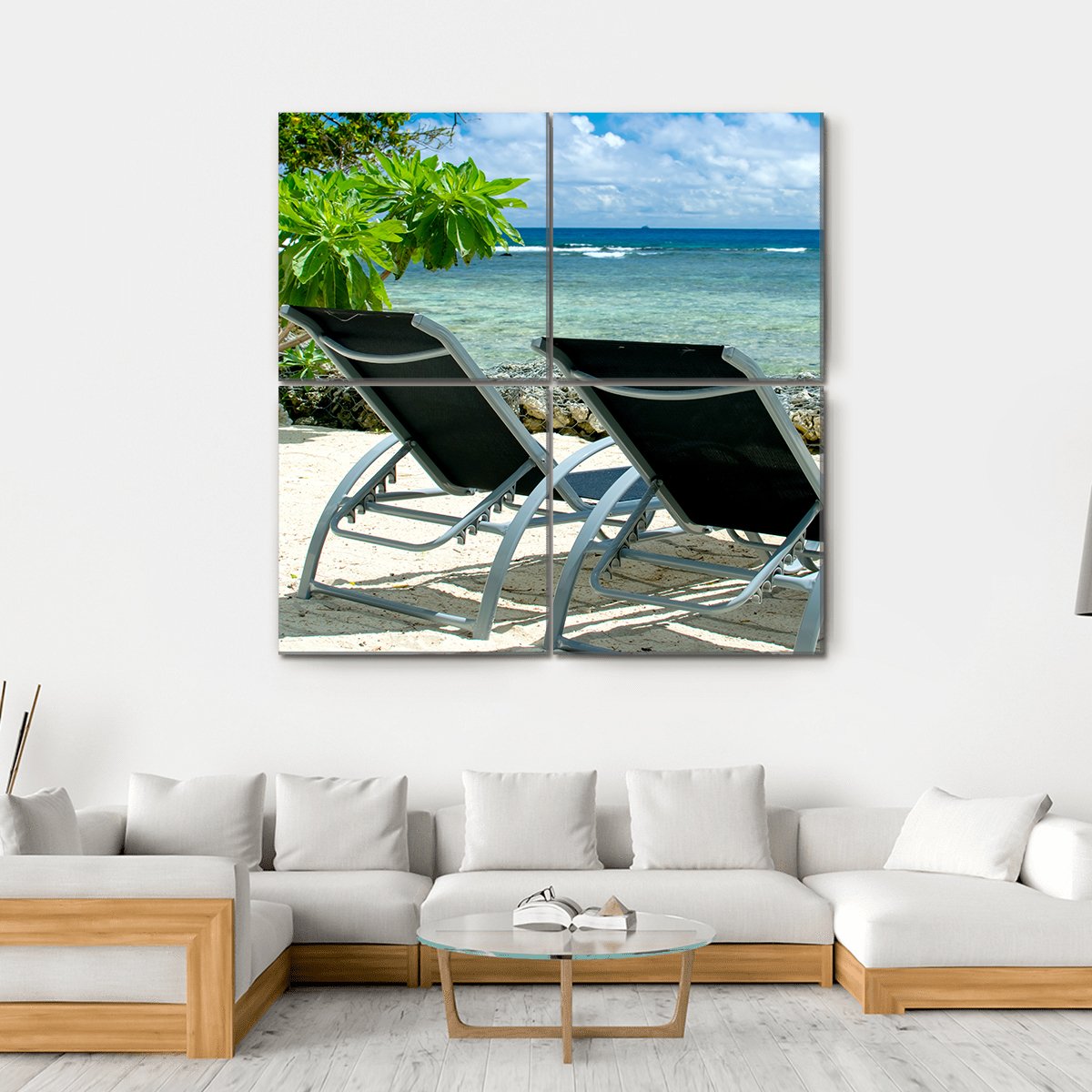 Bora Bora Tropical Beach Canvas Wall Art-4 Square-Gallery Wrap-17" x 17"-Tiaracle