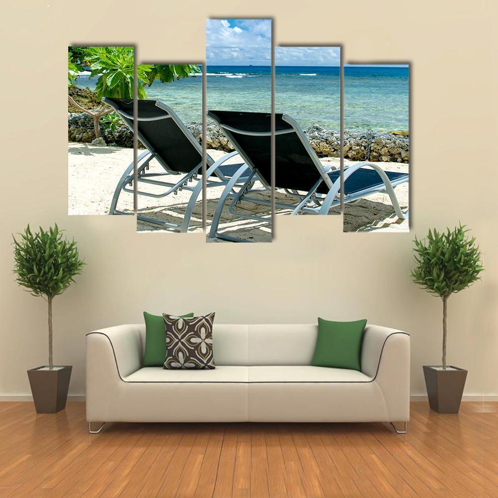 Bora Bora Tropical Beach Canvas Wall Art-5 Pop-Gallery Wrap-47&quot; x 32&quot;-Tiaracle