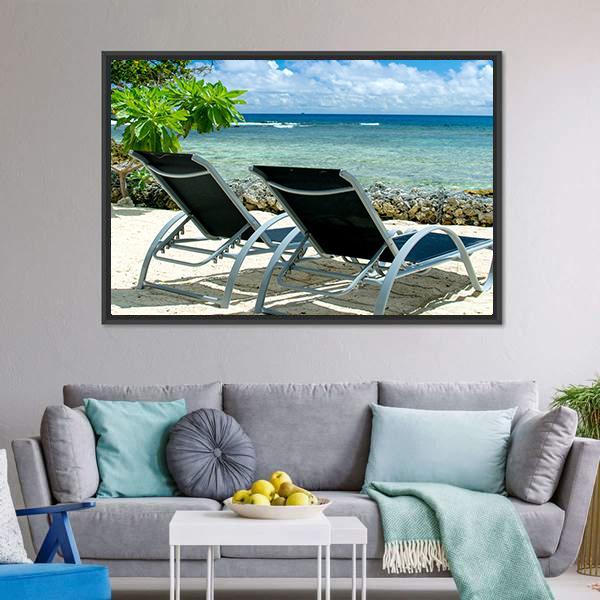 Bora Bora Tropical Beach Canvas Wall Art-1 Piece-Floating Frame-24&quot; x 16&quot;-Tiaracle