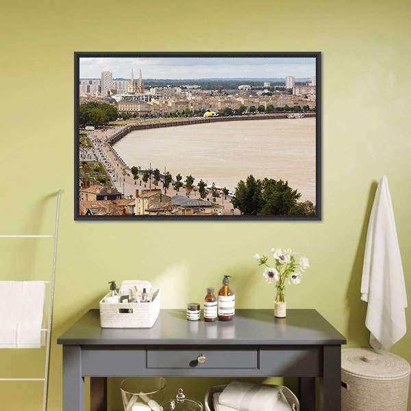 Bordeaux Dockside France Canvas Wall Art-1 Piece-Floating Frame-24" x 16"-Tiaracle
