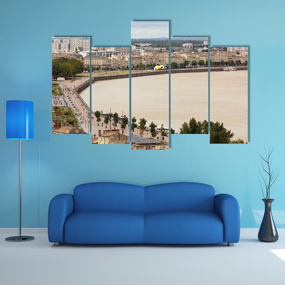 Bordeaux Dockside France Canvas Wall Art-5 Pop-Gallery Wrap-47" x 32"-Tiaracle