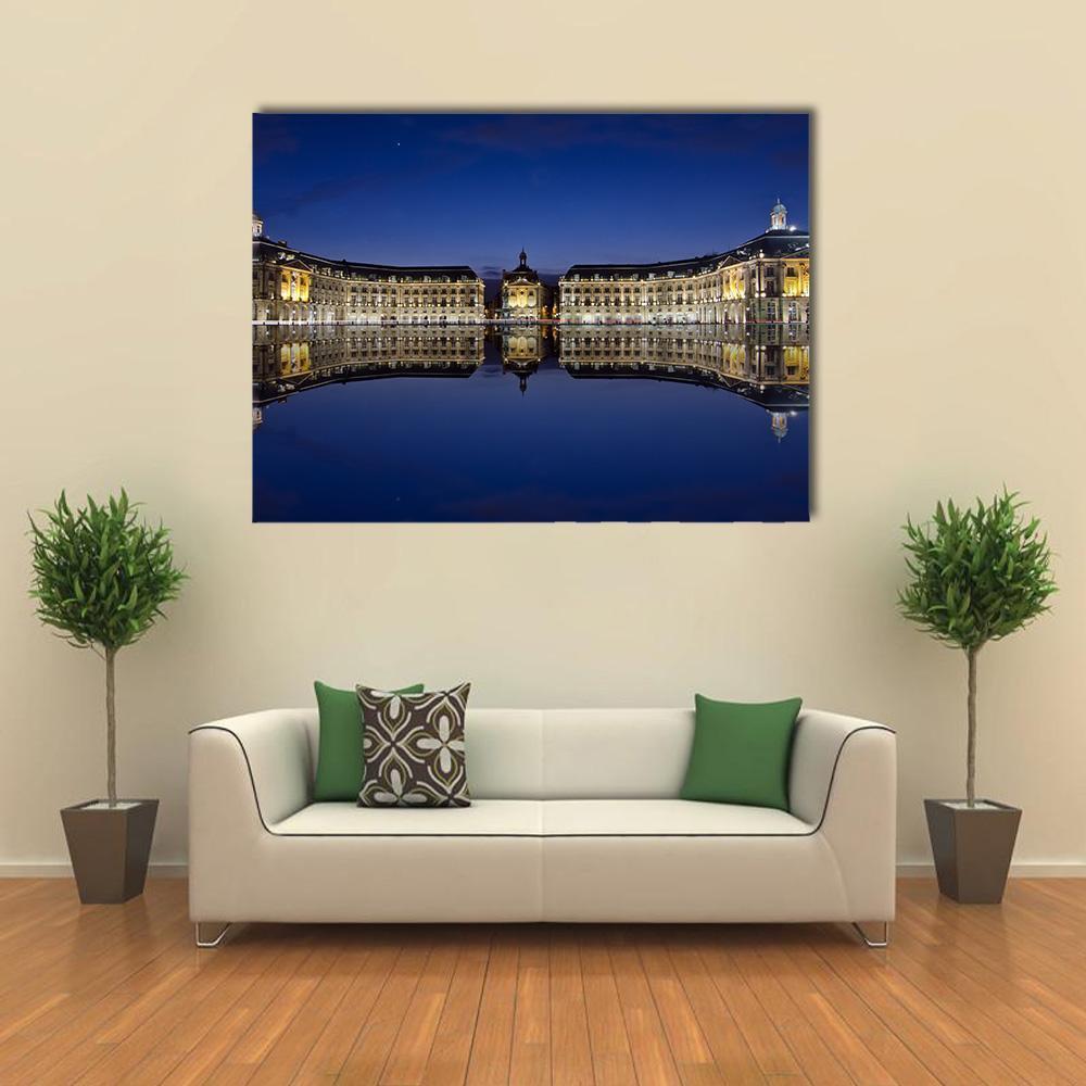 Bordeaux Reflection In Water Canvas Wall Art-5 Star-Gallery Wrap-62" x 32"-Tiaracle