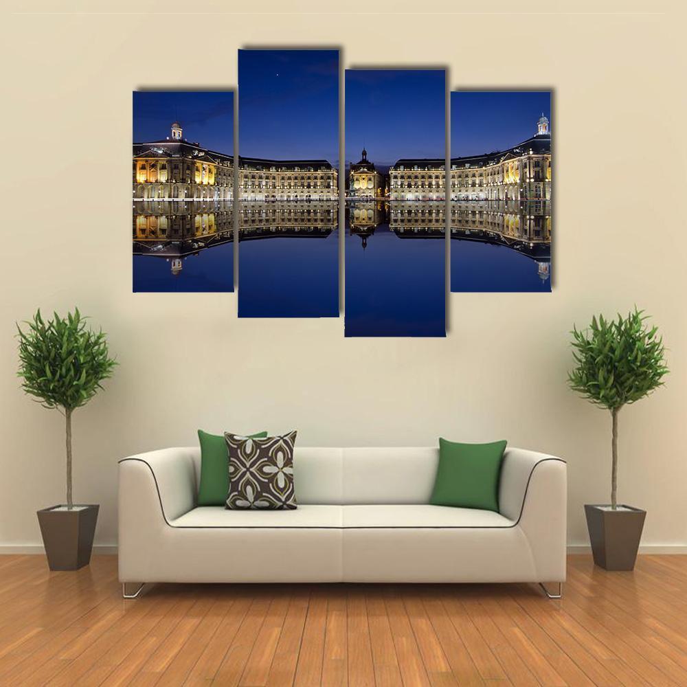 Bordeaux Reflection In Water Canvas Wall Art-4 Pop-Gallery Wrap-50" x 32"-Tiaracle