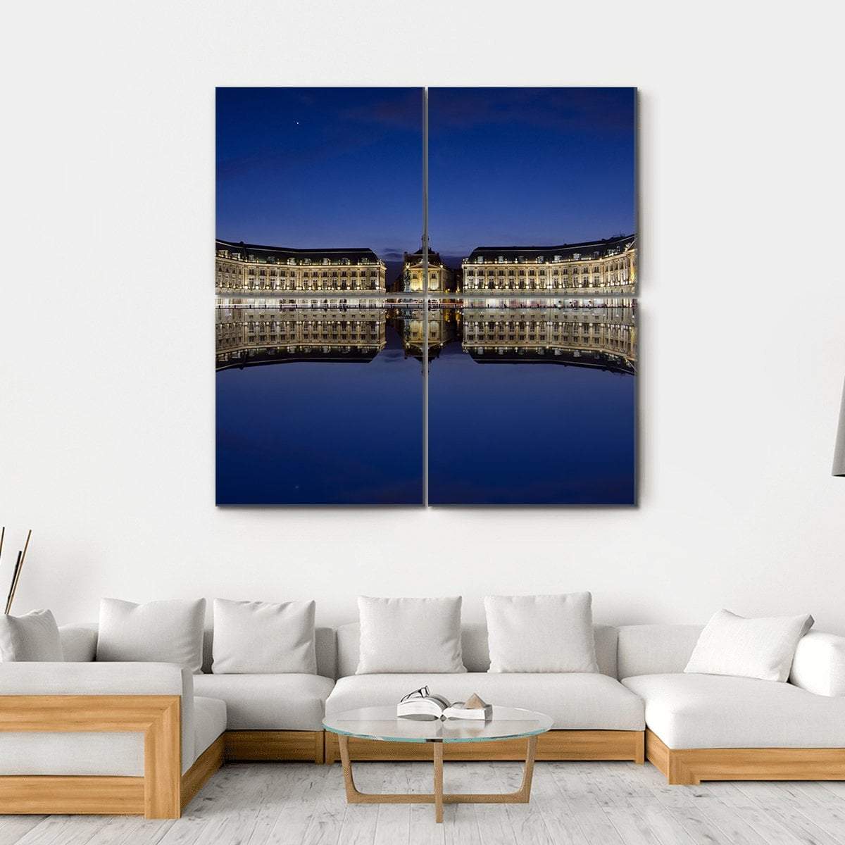Bordeaux Reflection In Water Canvas Wall Art-4 Square-Gallery Wrap-17" x 17"-Tiaracle