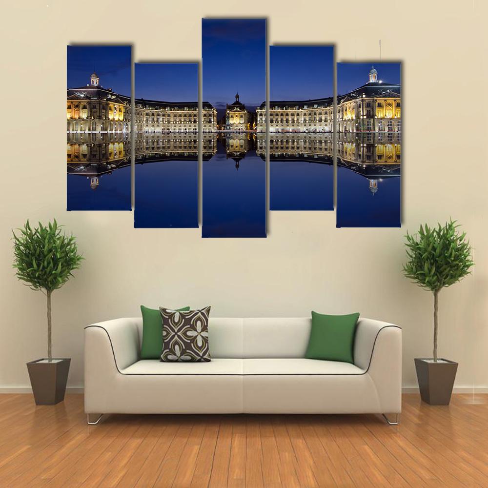Bordeaux Reflection In Water Canvas Wall Art-5 Pop-Gallery Wrap-47" x 32"-Tiaracle