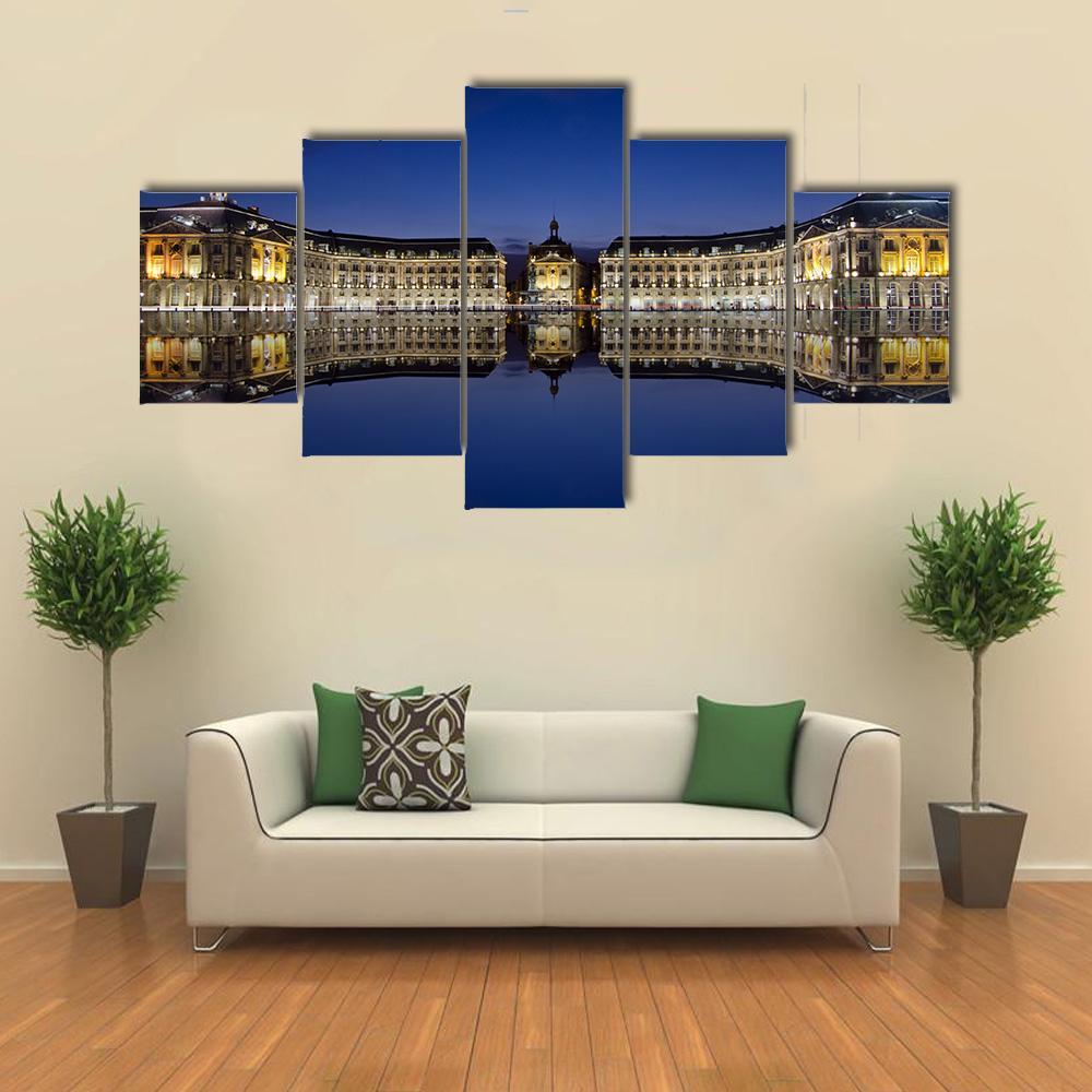 Bordeaux Reflection In Water Canvas Wall Art-5 Star-Gallery Wrap-62" x 32"-Tiaracle