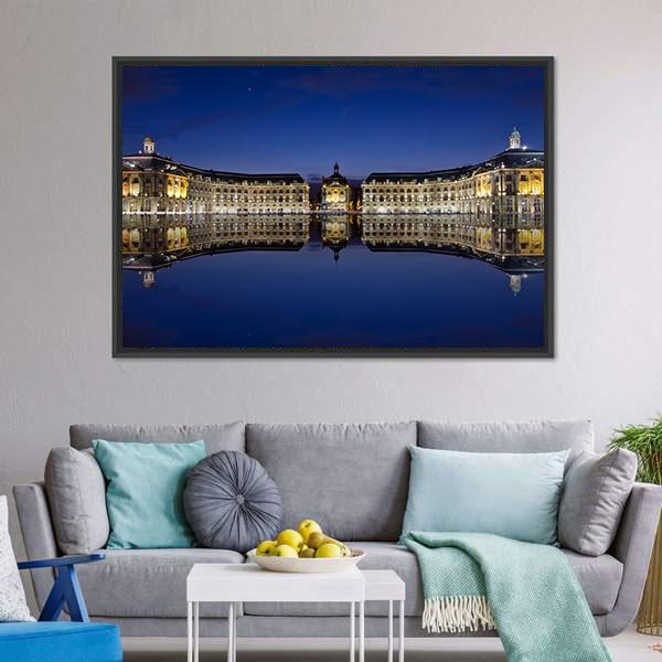 Bordeaux Reflection In Water Panoramic Canvas Wall Art-1 Piece-36" x 12"-Tiaracle