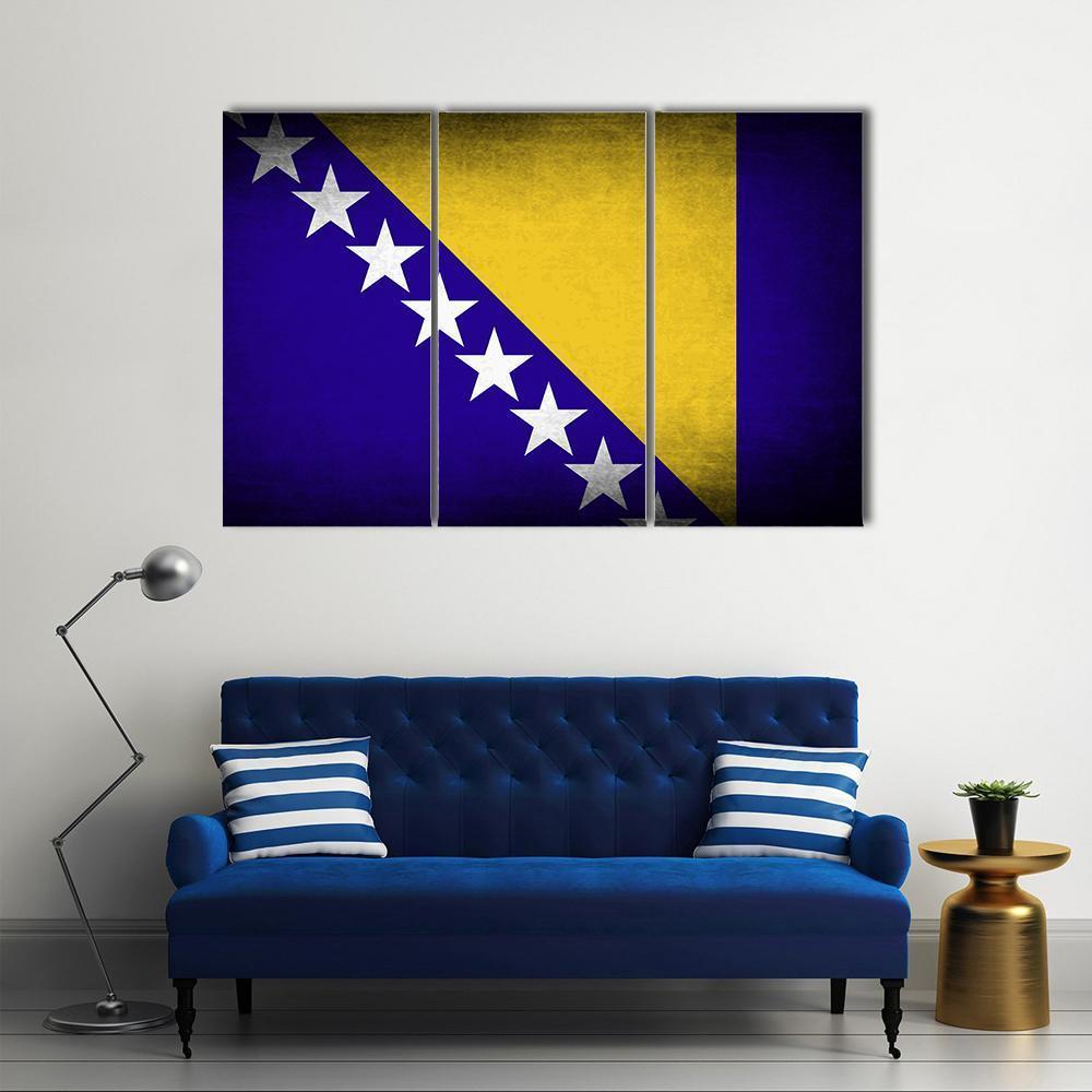 Bosnia & Herzegovina Flag Canvas Wall Art-5 Star-Gallery Wrap-62" x 32"-Tiaracle