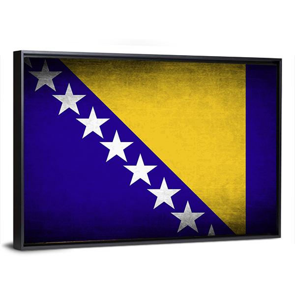 Bosnia & Herzegovina Flag Canvas Wall Art-3 Horizontal-Gallery Wrap-25" x 16"-Tiaracle