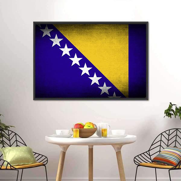 Bosnia & Herzegovina Flag Canvas Wall Art-3 Horizontal-Gallery Wrap-25" x 16"-Tiaracle
